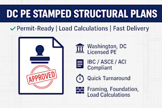 washington dc pe stamp, architectural drawing, structural design, adu citypermit