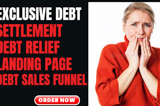 design debt settlement debt relief website via debt consolidation funnel