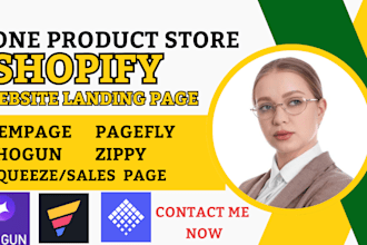 create a shopify one product landing page store with pagefly, gempages, shogun