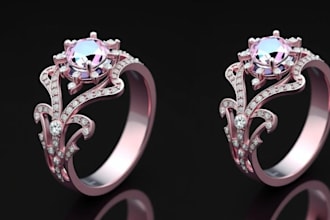 create 3d jewelry design, 3d cad model, cad jewelry design and rendering