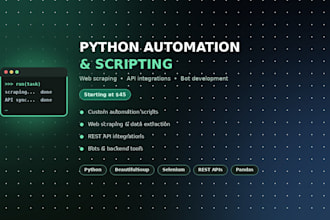 do python automation, web scraping, bots and API development