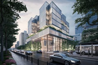 design, render 3d architectural exterior of house, commercial building rendering