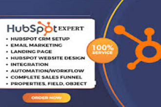 do hubspot custom integration and sales email automation, landing page design
