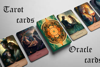 illustrate custom tarot and oracle cards in digital art