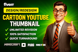design cartoon youtube thumbnail in any style