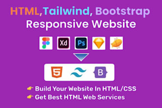 convert psd to html, xd to html, figma to html css bootstrap 5 responsive