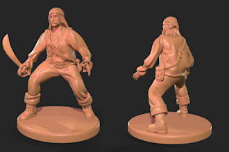 sculpted 3d model retouch,cleanup for zbrush action figurine 3d print ready,stl