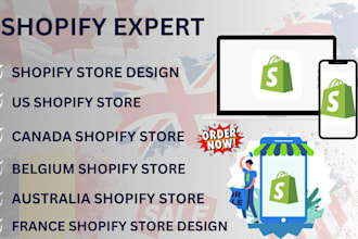 build UK, USA belgium, germany, australia, canada and france shopify store