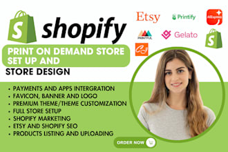 setup shopify dropshipping store print on demand using printful or printify, SEO