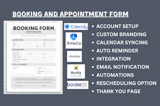 setup booking and appointment forms doodle amelia acuity calendly booksy bookeo