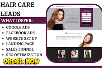 generate quality hair care leads cosmetics leads hair landing page sales funnel