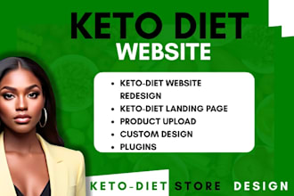 design keto diet website, weight loss website, food recipe website, fitness web
