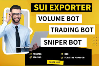 build the volume bot presale staking dex on solana sui
