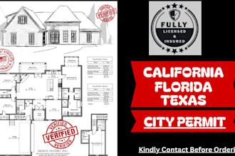 do california, texas, florida pe stamp,architectural  floor plan for city permit