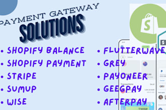 create shopify balance, shopify payment, paypal, sumup, stripe square for you