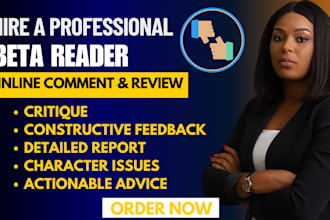 beta read, critique, do editing for your manuscript, novel and fiction book