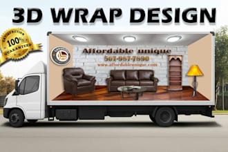 design 3d vehicle wrap, food truck, 3d custom vehicle wrap