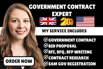 do government contract research, write rfp, rfq, rfi, for winning bid proposal
