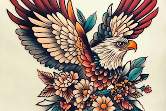 draw a attractive american traditional tattoo design