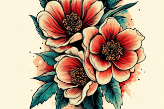 create a beautiful american traditional tattoo desing