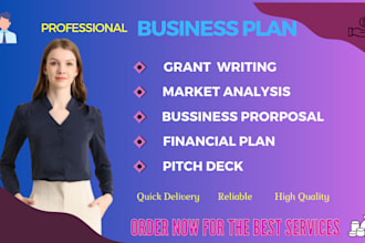 develop an investor ready business plan, proposal for startups, grants, loan