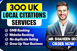 create 300 UK local citations and directory submissions for local SEO