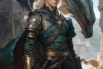 draw a stunning male dnd character art with dragone