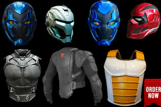 create 3d helmet, halloween mask, 3d sword, dj mask, cosplay 3d knight armor