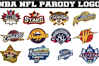 do custom nba mlb nfl ncaa parody logo for all star world series events