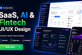 design developer ready saas, fintech, ai app and dashboard UI UX