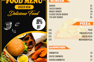 design resturant menu , flyer , consert and product poster