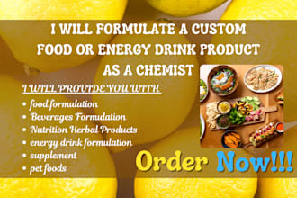 formulate a custom food or energy drink product as a chemist