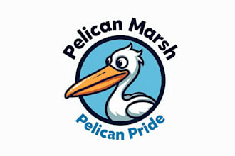design cartoon pelican bird logo