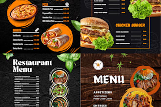 design food menu, restaurant and digital menu