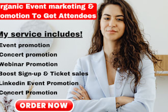 setup and manage your eventbrite, promote your event, linkedin, webinar, concert