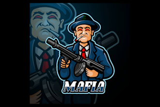 create an eye catching mafia mascot sport logo with new concept