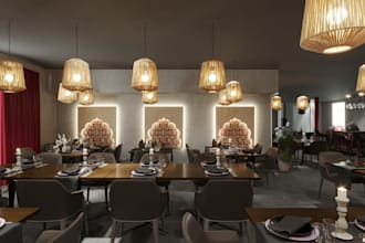 3d realistic interior design render of your restaurants