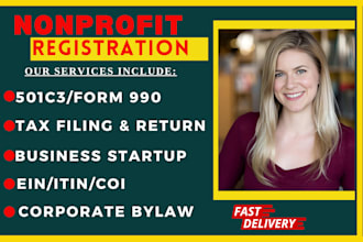 start your 501c3 nonprofit with articles, bylaws, ein and 501c3 application
