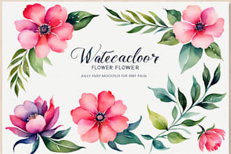 paint a watercolor flower elements for any design