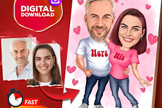 draw cartoon caricature for christmas, valentines, any season