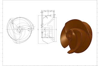 create 3d model and 2d drawings of machine part for manufacturing or 3d printing