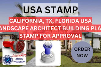 california, tx florida USA architect building plan stamp for approval for permit