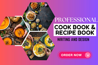 design unique layout cookbook and create a custom food recipe book, pdf brochure