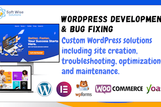 create a dynamic and statics wordpress websites and bugs fixing