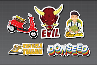 do 3 custom illustrations sticker pack for 5