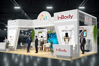 do 3d exhibition stalls, trade show booth, stand, event and kiosk with 3ds max