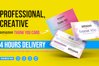 design custom professional creative amazon thank you card for product insert
