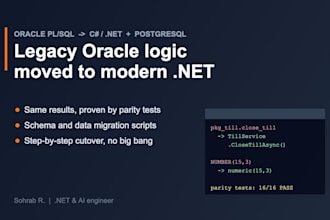migrate your oracle plsql or apex logic to dotnet and postgresql