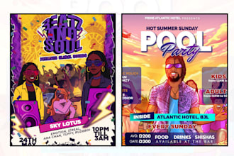 create a unique cartoon flyer design for any of your event