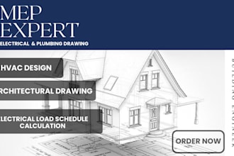 design hvac, electrical, plumbing mep drawing and commercial permit plans